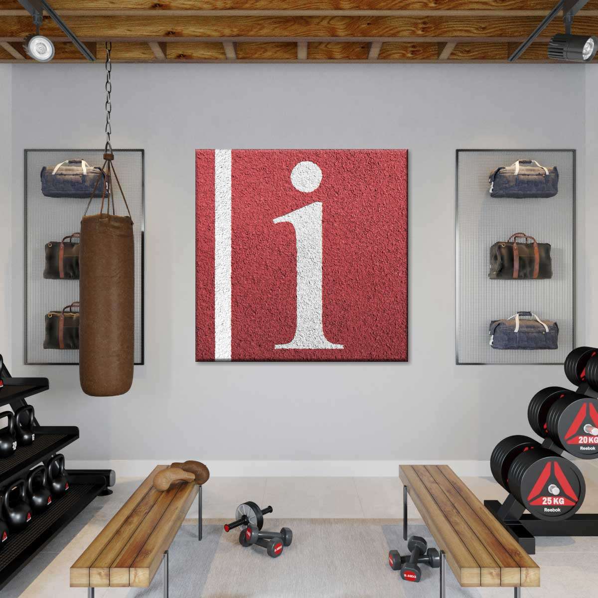 home gym decorating ideas with red wall