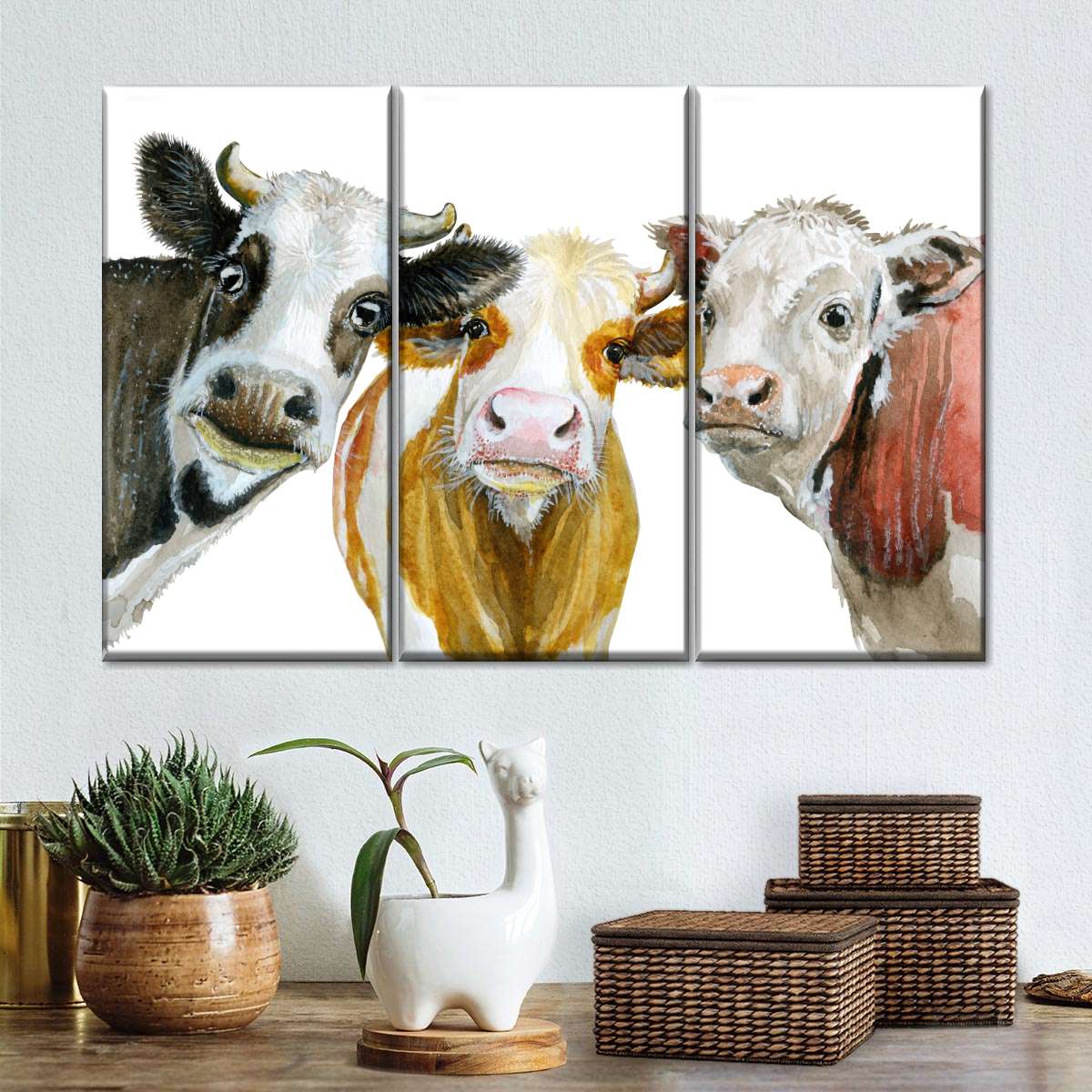 large cow canvas wall art