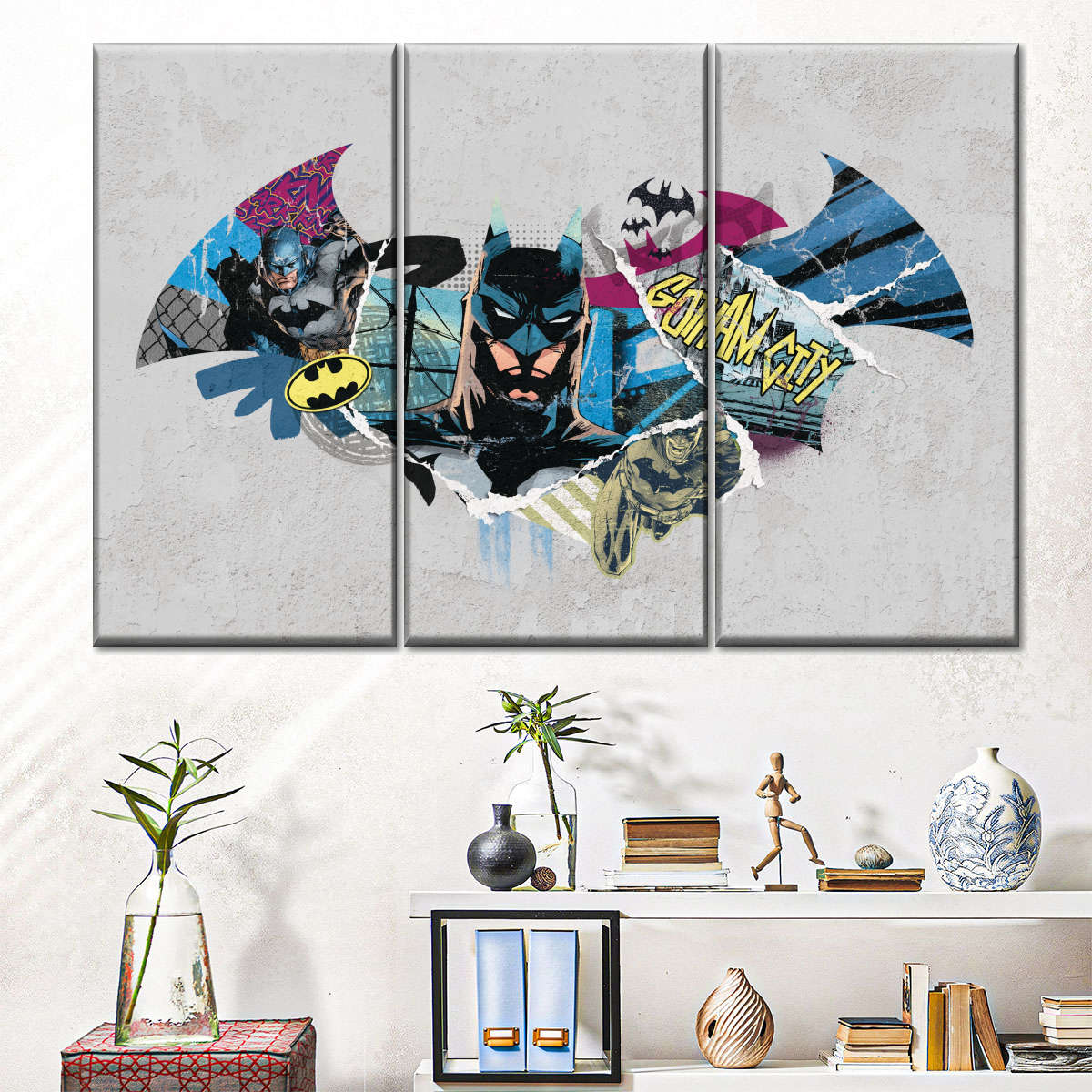 Batman Scenes Logo Collage Wall Art | Digital Art