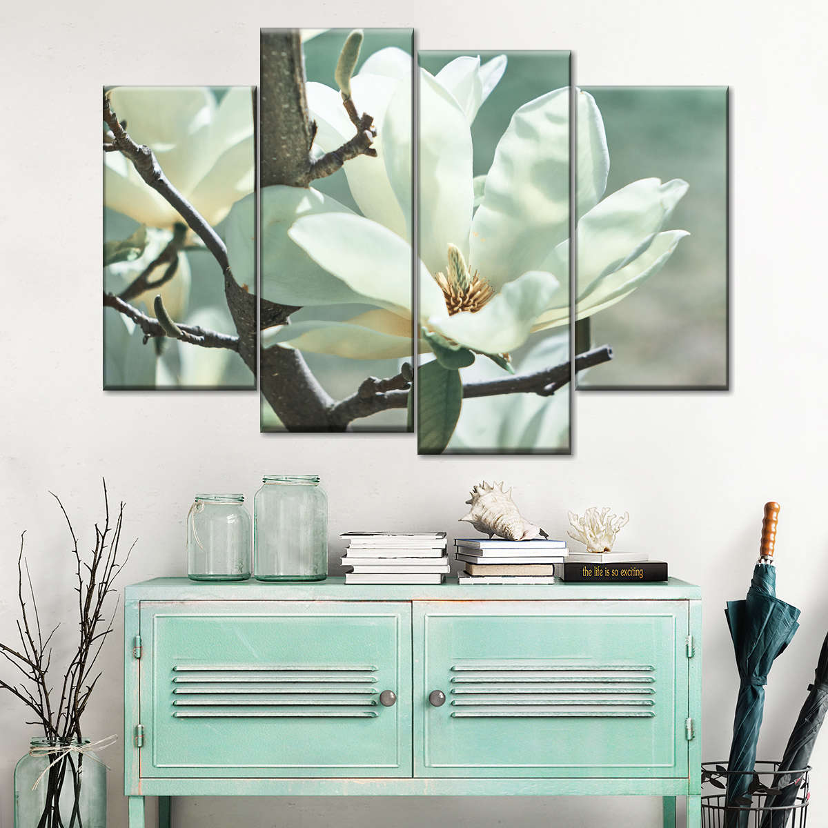 magnolia tree wall painting