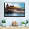 The lake stillness framed canvas Wall Art Pictures