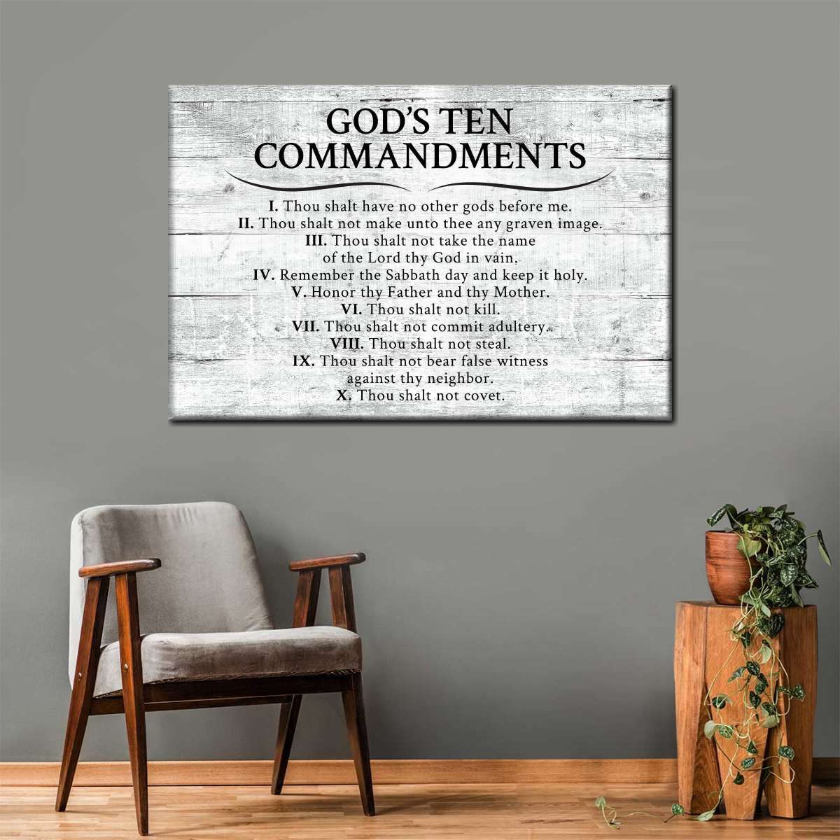 Gods Ten Commandments Grey Canvas Wall Art Elephantstock