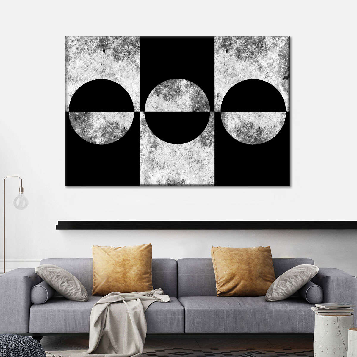 Concrete Circles Multi Panel Canvas Wall Art