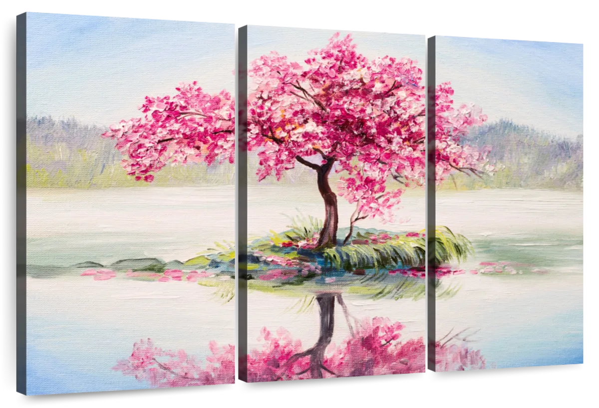 cherry blossom tree painting on wall