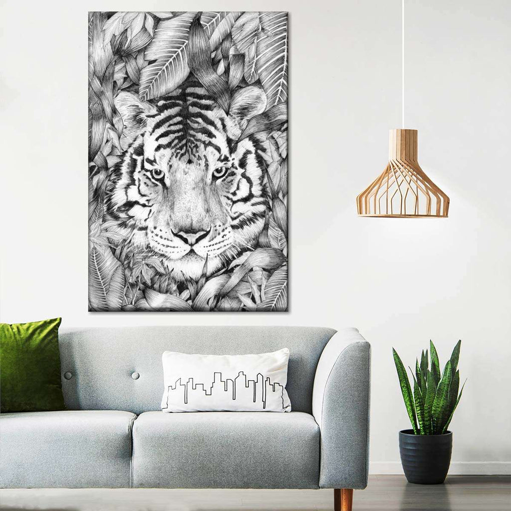 BW Jungle Tiger Wall Art | Drawing | by Ella Mazur
