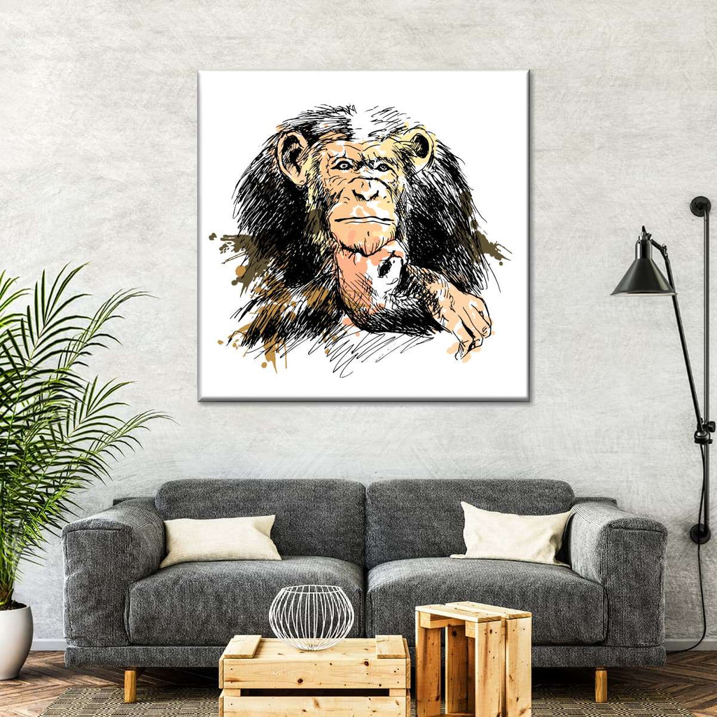 Serious Chimpanzee Wall Art | Digital Art