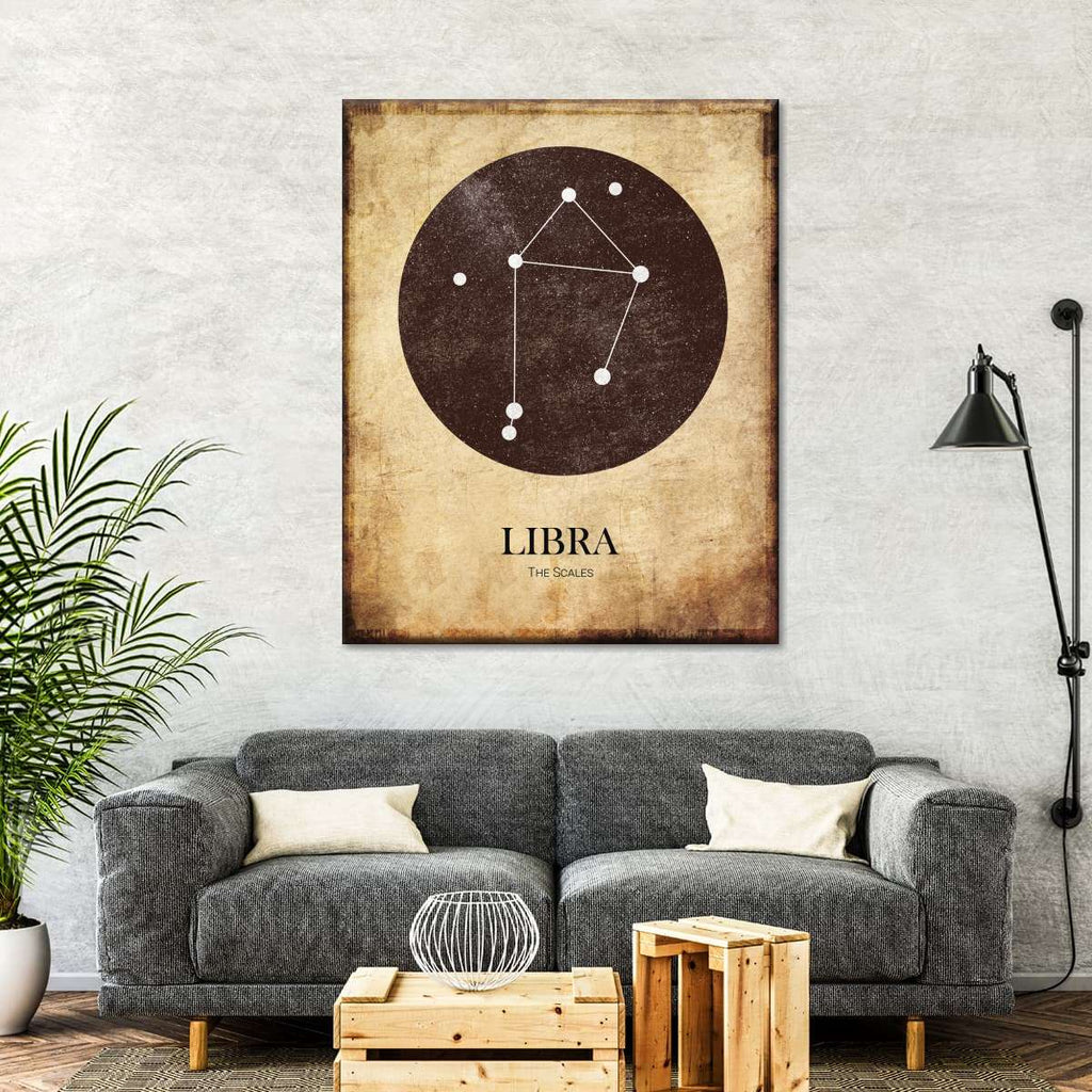 Vintage Libra Constellation Canvas Wall Art | ElephantStock