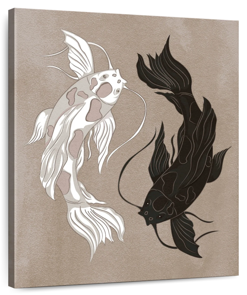 Black and White Yin and Yang Koi Fish - Yin And Yang - Posters and