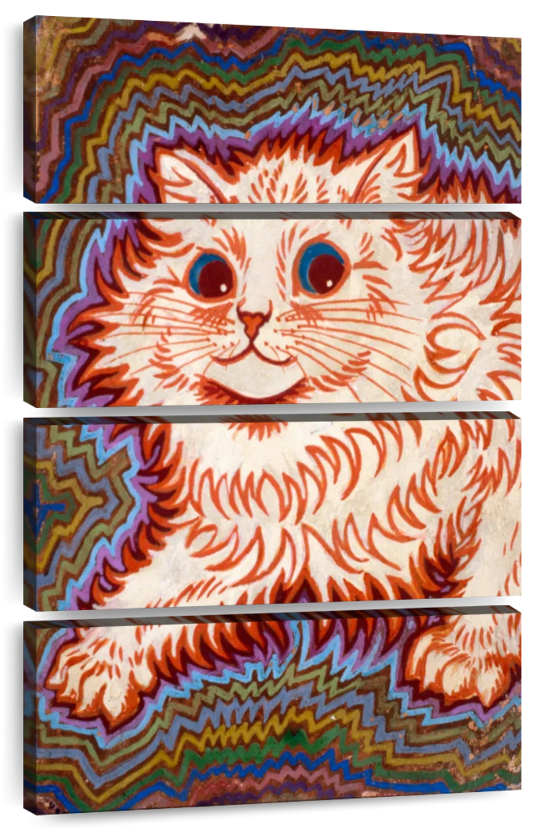 OdDdot Louis Wain Painter's Artwork - (Four Cats) Printing Posters Wall Art  Painting Canvas Gift Living Room Prints Bedroom Decor Artworks