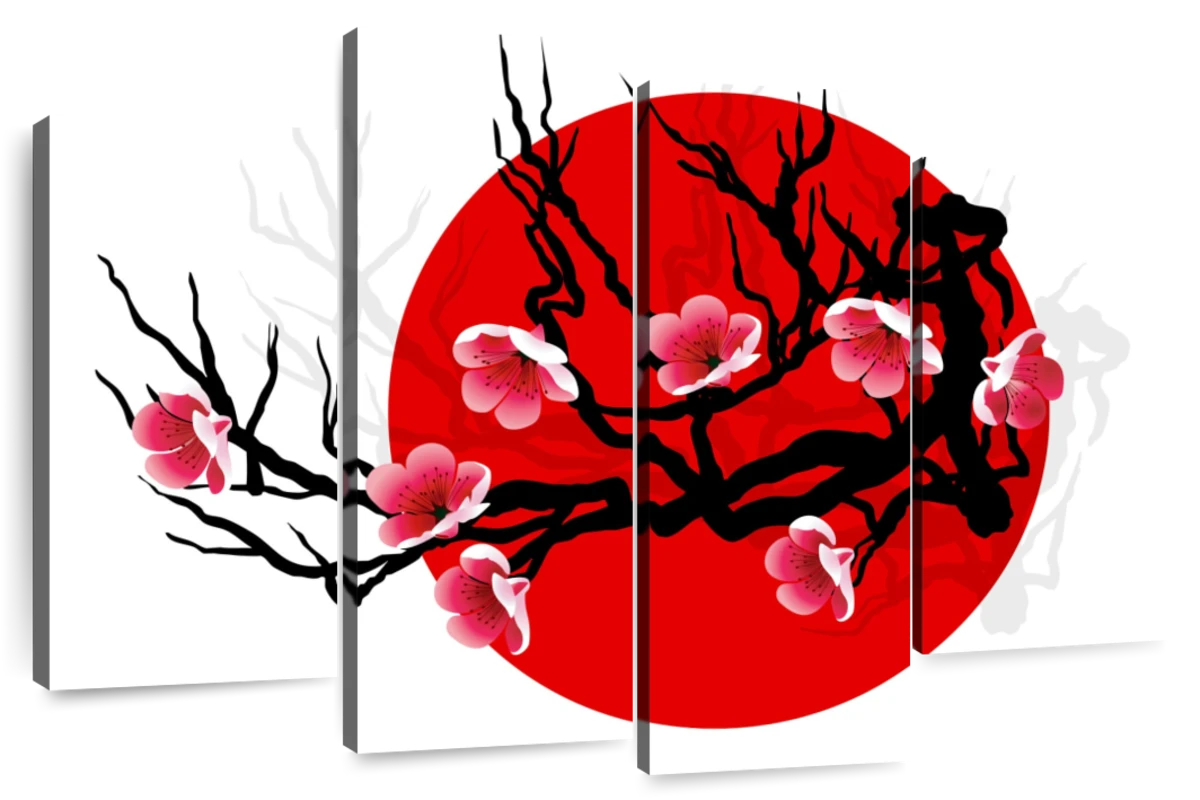 MINI ZOZI Japanese Wall Art 16X24 Canvas Pink Fox Sakura Decor Kawaii Wall  Posters Scroll Wooden Frame Cherry Blossoms Decorations Traditional Cute