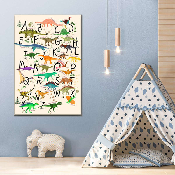 Dinosaur Alphabet Canvas Wall Art