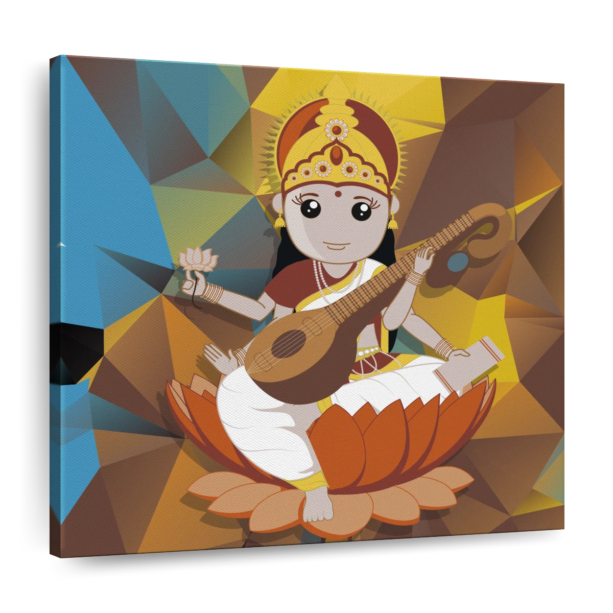 Saraswati Hindu Goddess Of Knowledge Sitting On Lotus Flower And Playing  Veena Instrument Silhouette Symbol Hand Drawn Ink Sketch Isolated Design  Element For Prints Decor Web Stock Illustration - Download Image Now -