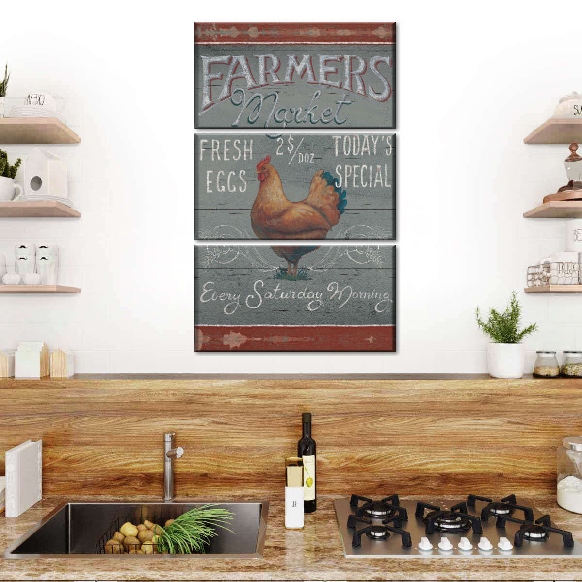 Farmers Market I on Wood Canvas Wall Art