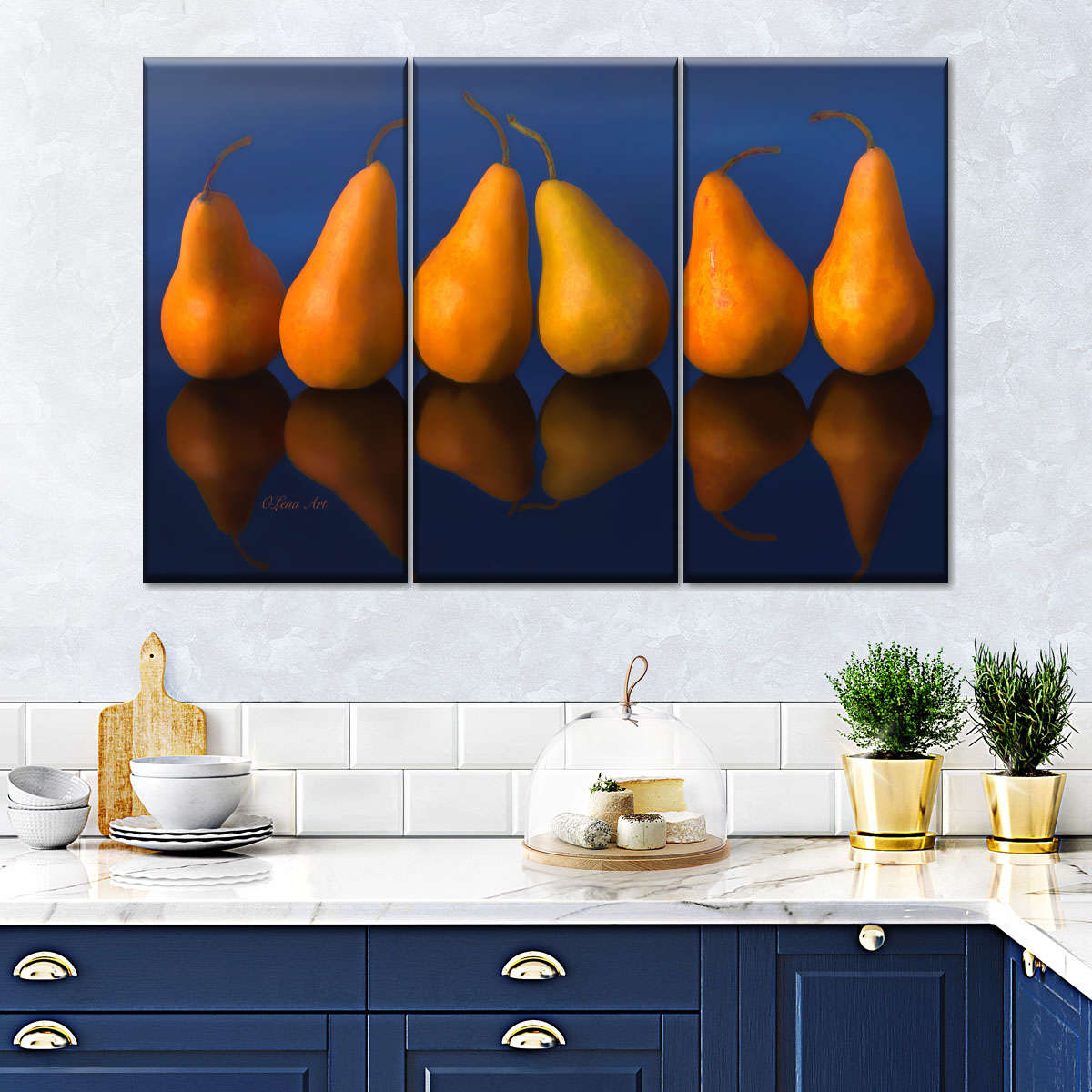 Blue Pineapple Art Print, Kitchen Wall Art, Pineapple Wall Art