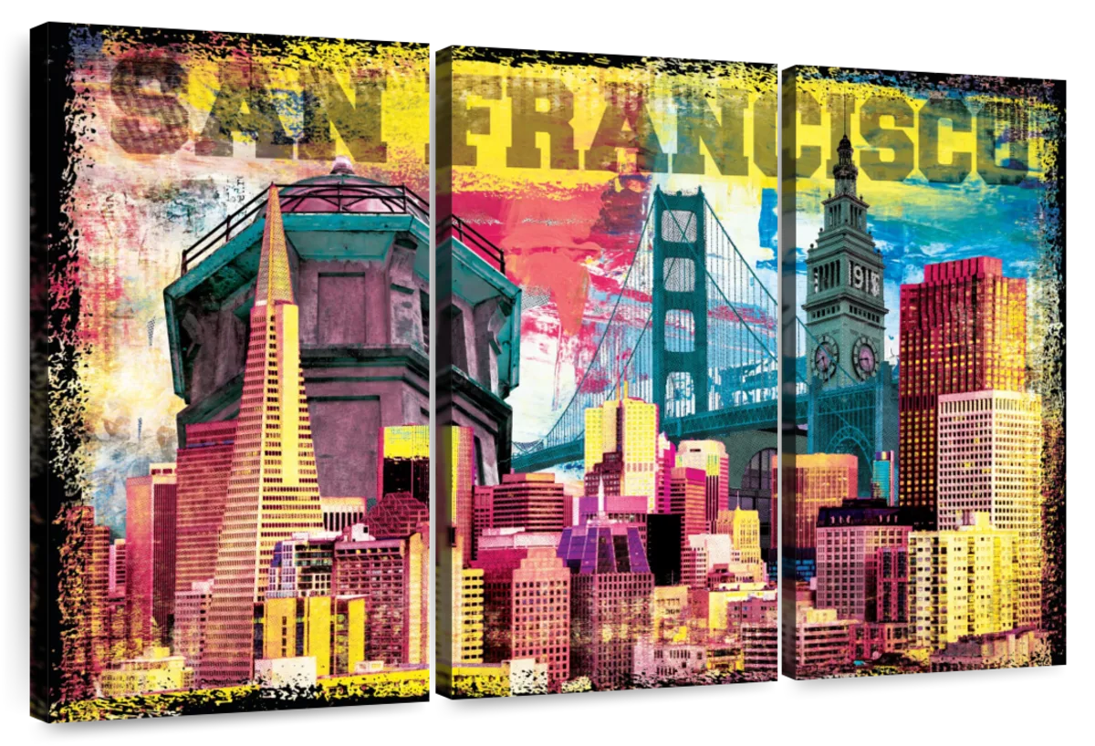 Grunge Skyline Art: Canvas Prints, Frames & Posters