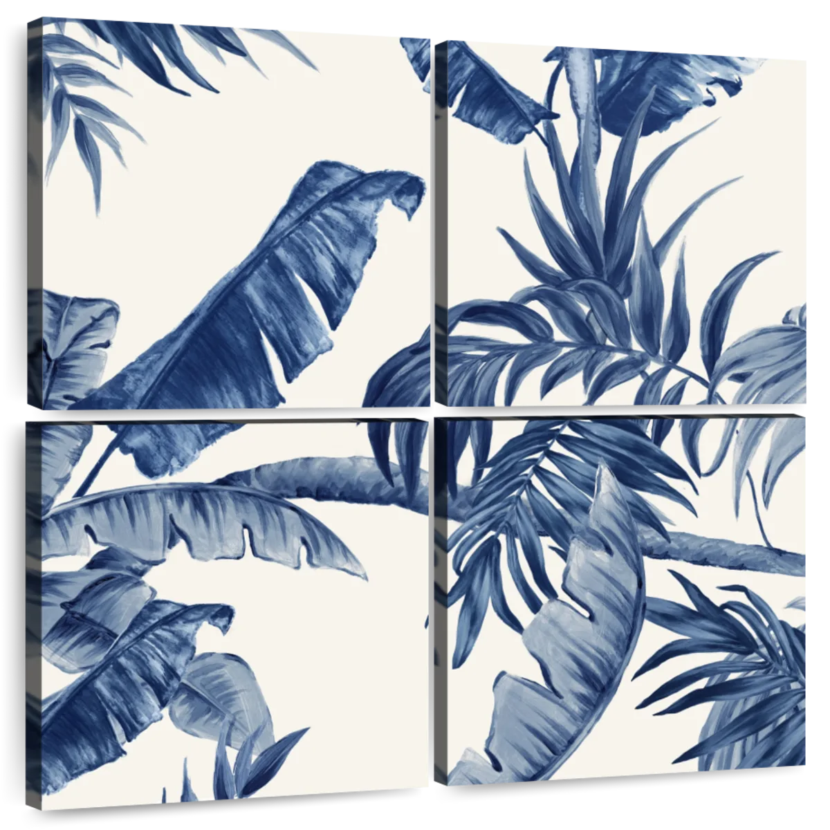 Leaf Print Set of 4 Green Wall Art Tropical Leaves Palm Banana