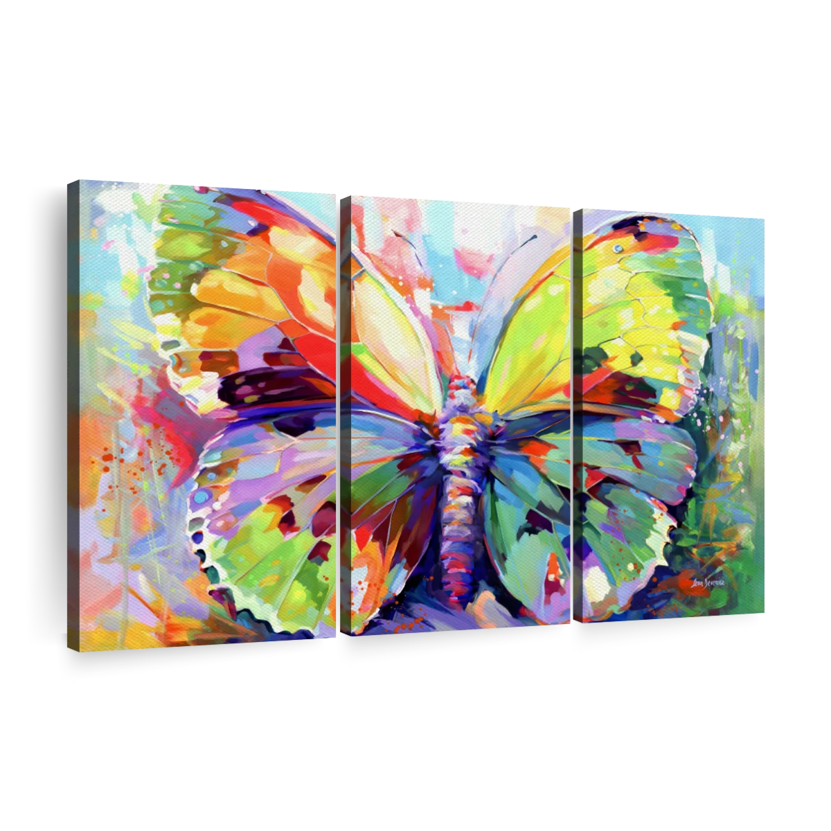 Framed Canvas Art - Colorful Butterfly by Leon Devenice ( art) - 26x40 in