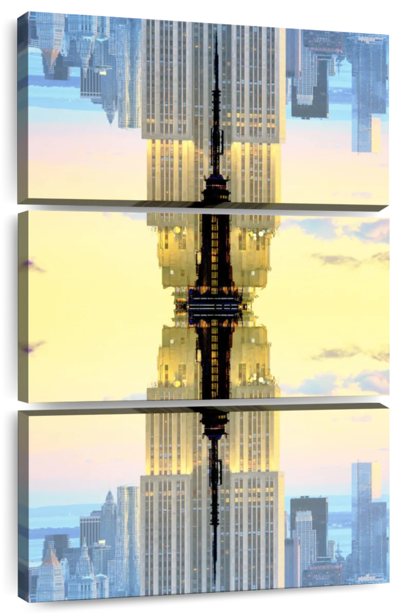 Quadro 35x100 Preto E Branco Empire State Building U.s.a em