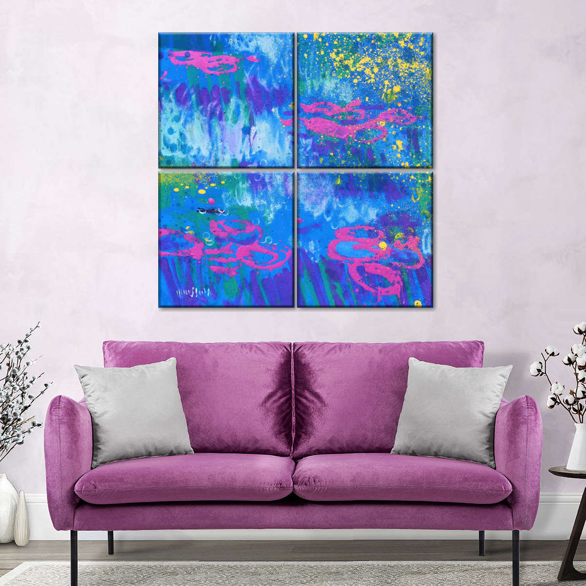 Giverny Study In Blue Fluo Wall Art: Canvas Prints, Art Prints & Framed ...