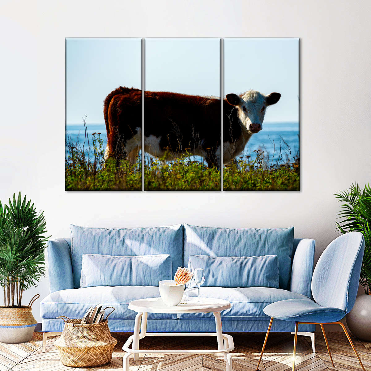 large cow canvas wall art