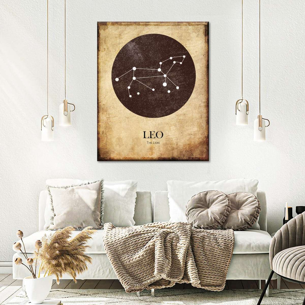 Vintage Leo Constellation Wall Art | Digital Art