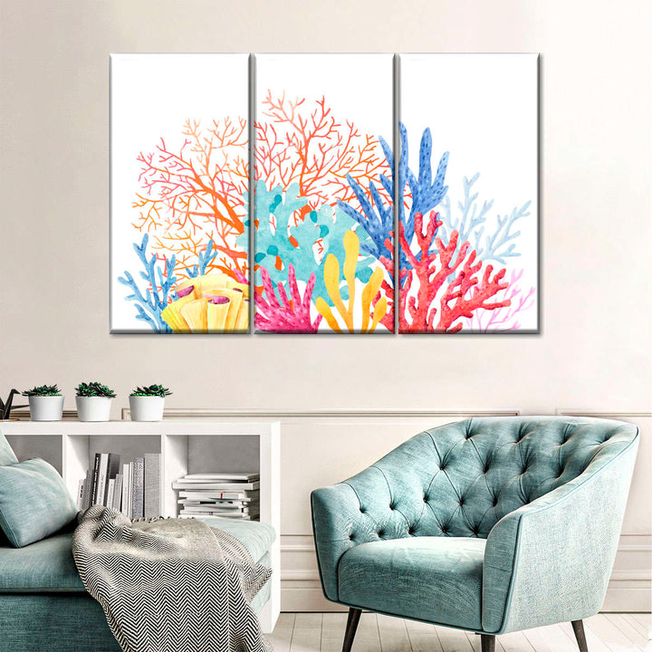 Pastel Coral Reefs Wall Art | Watercolor