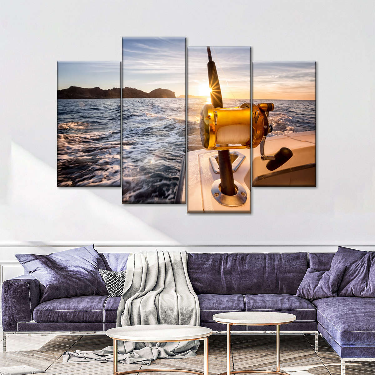 Elephant Stock Fishing Poles On Canvas 3 Pieces Set