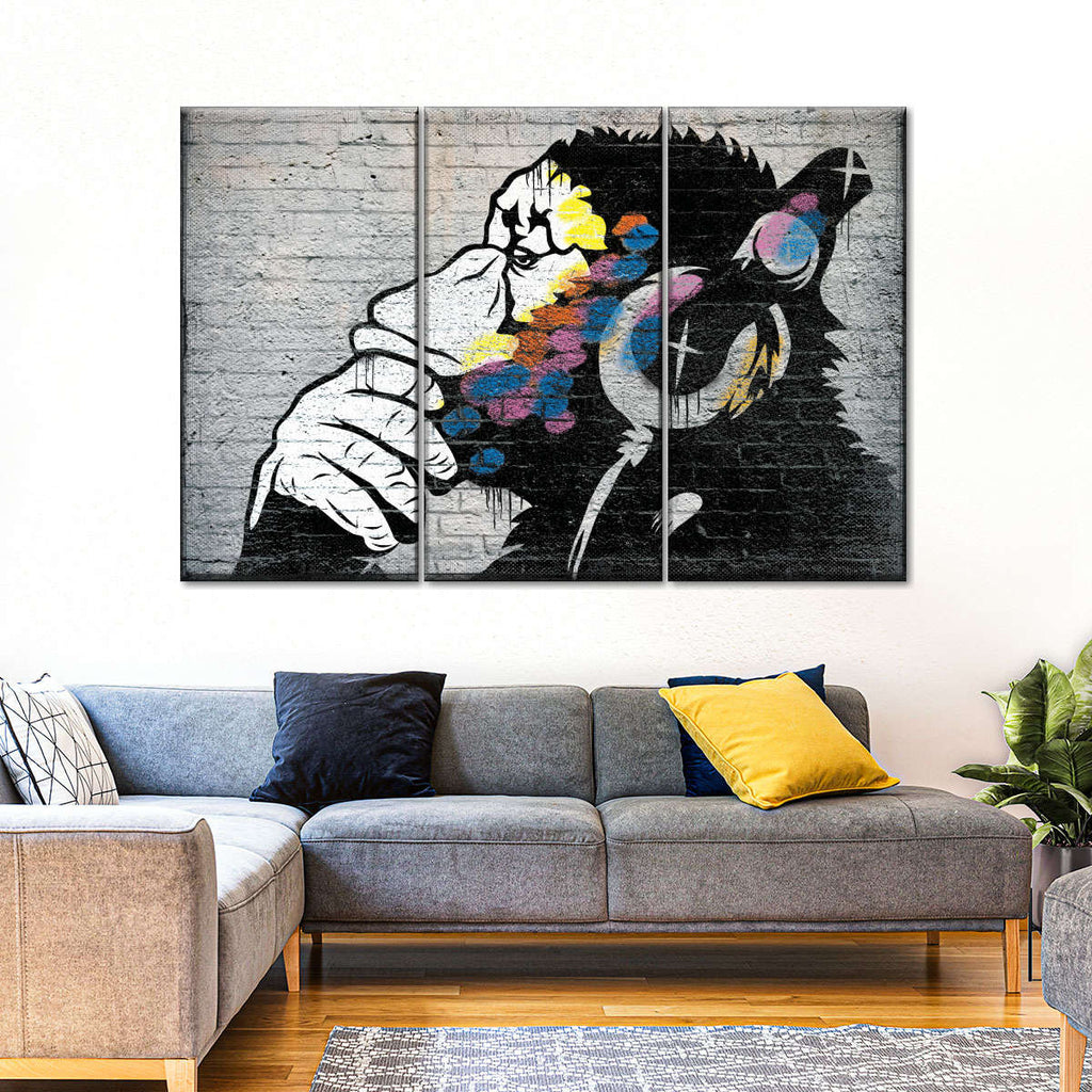 Monkey Wearing Headphones Wall Art | Graffiti