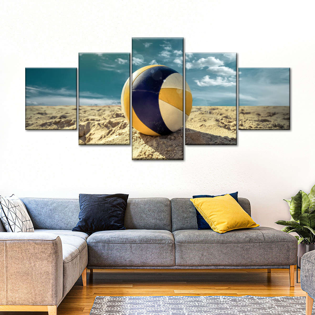 Volleyball On Sand Art Canvas Prints, Frames and Posters