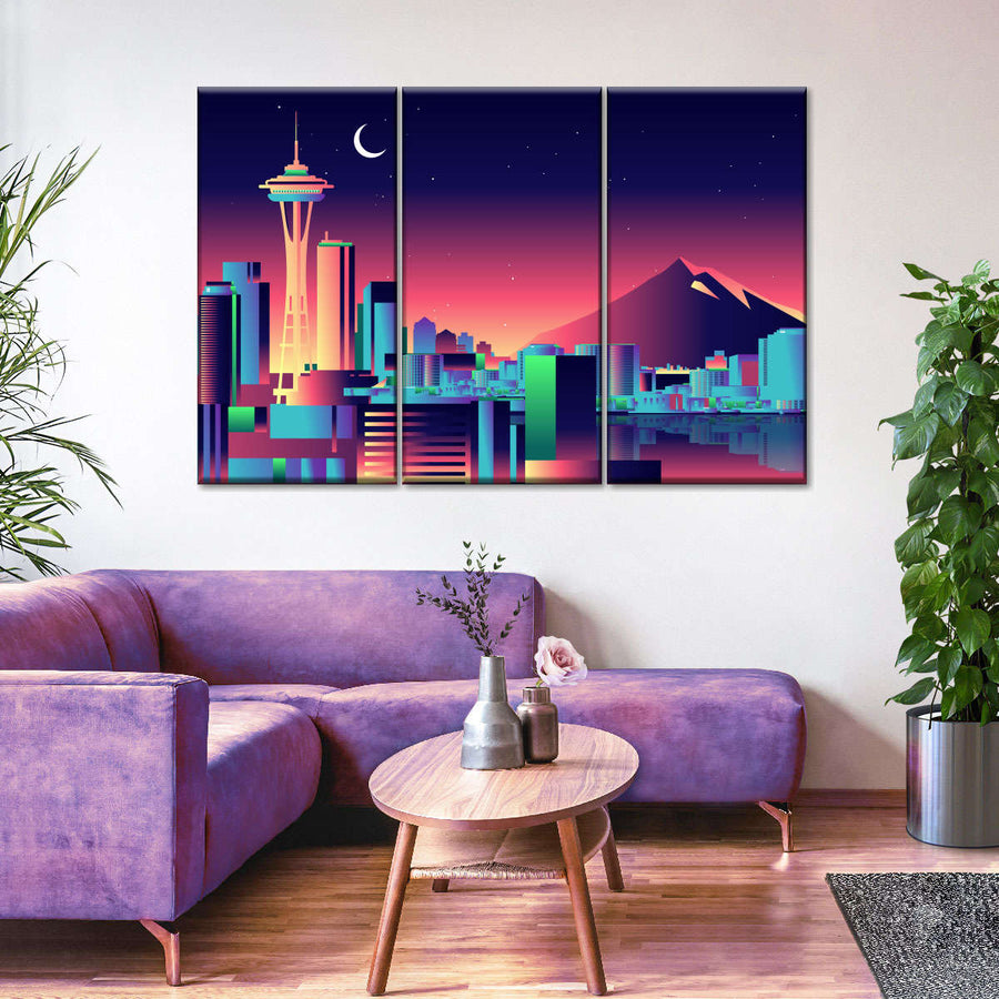 Seattle Gradient Skyline Wall Art | Digital Art