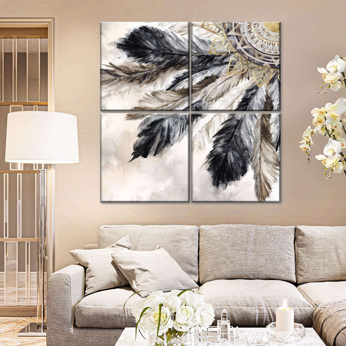 Necklace of Feathers I Wall Art | Watercolor | by Eva Watts