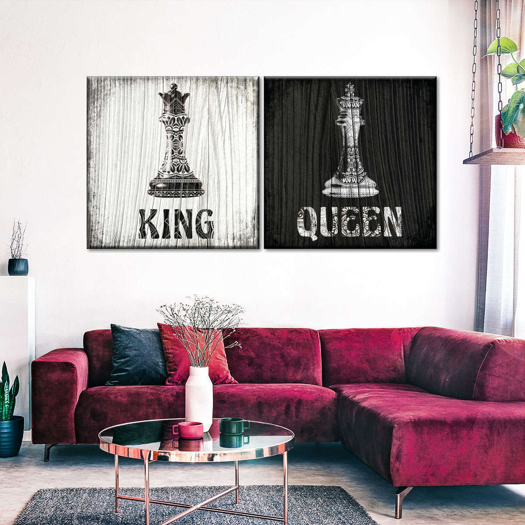 Chess King And Queen Typography Wall Art | Digital Art