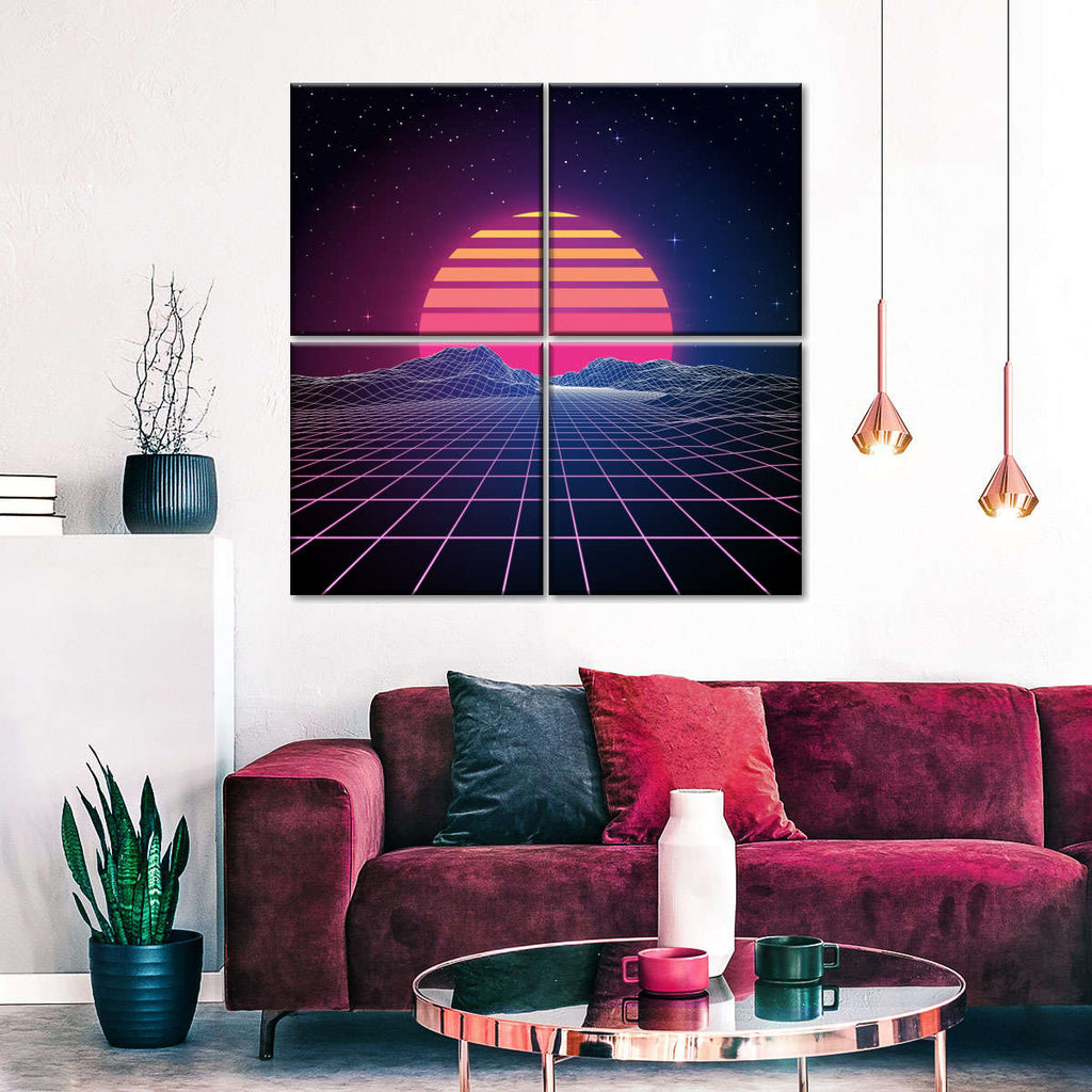 Retro 1980s Sunset Wall Art | Digital Art