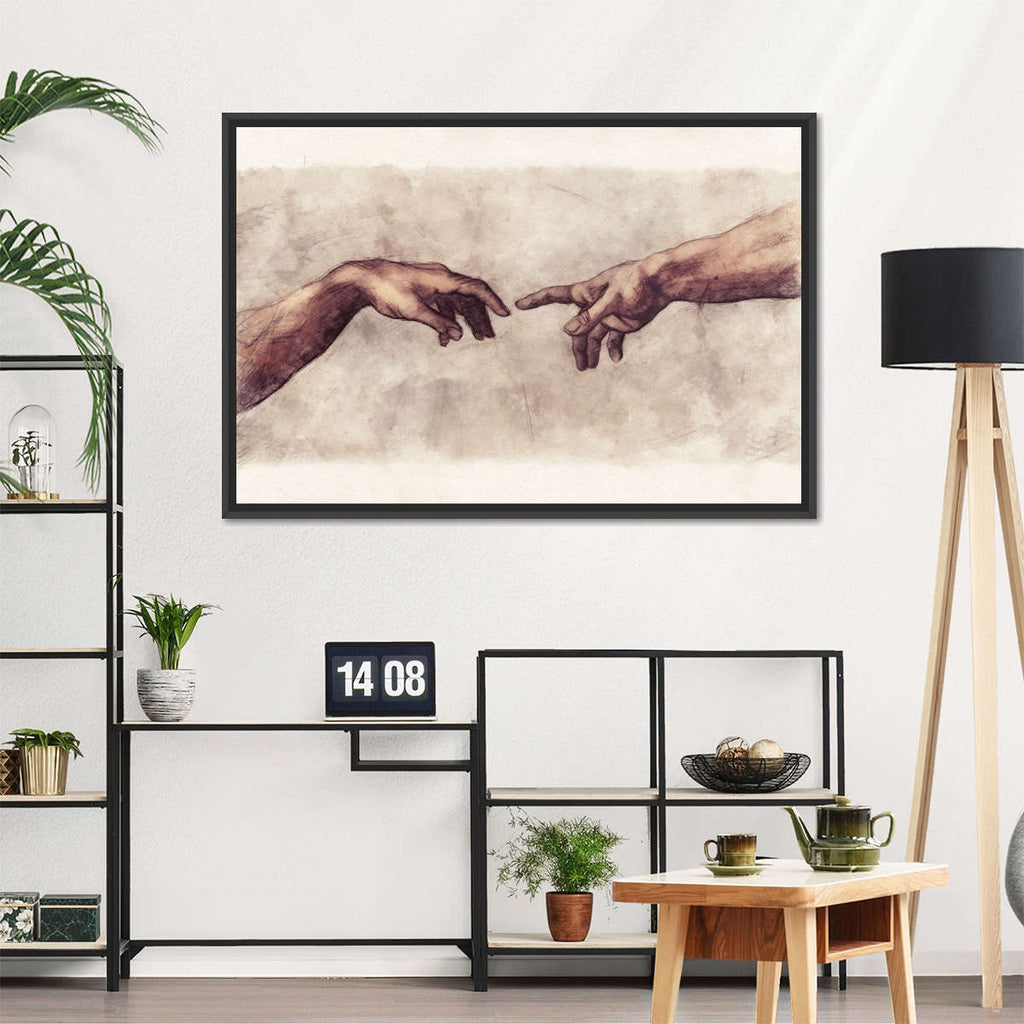 Angels Touching Fingers Wall Art | Watercolor