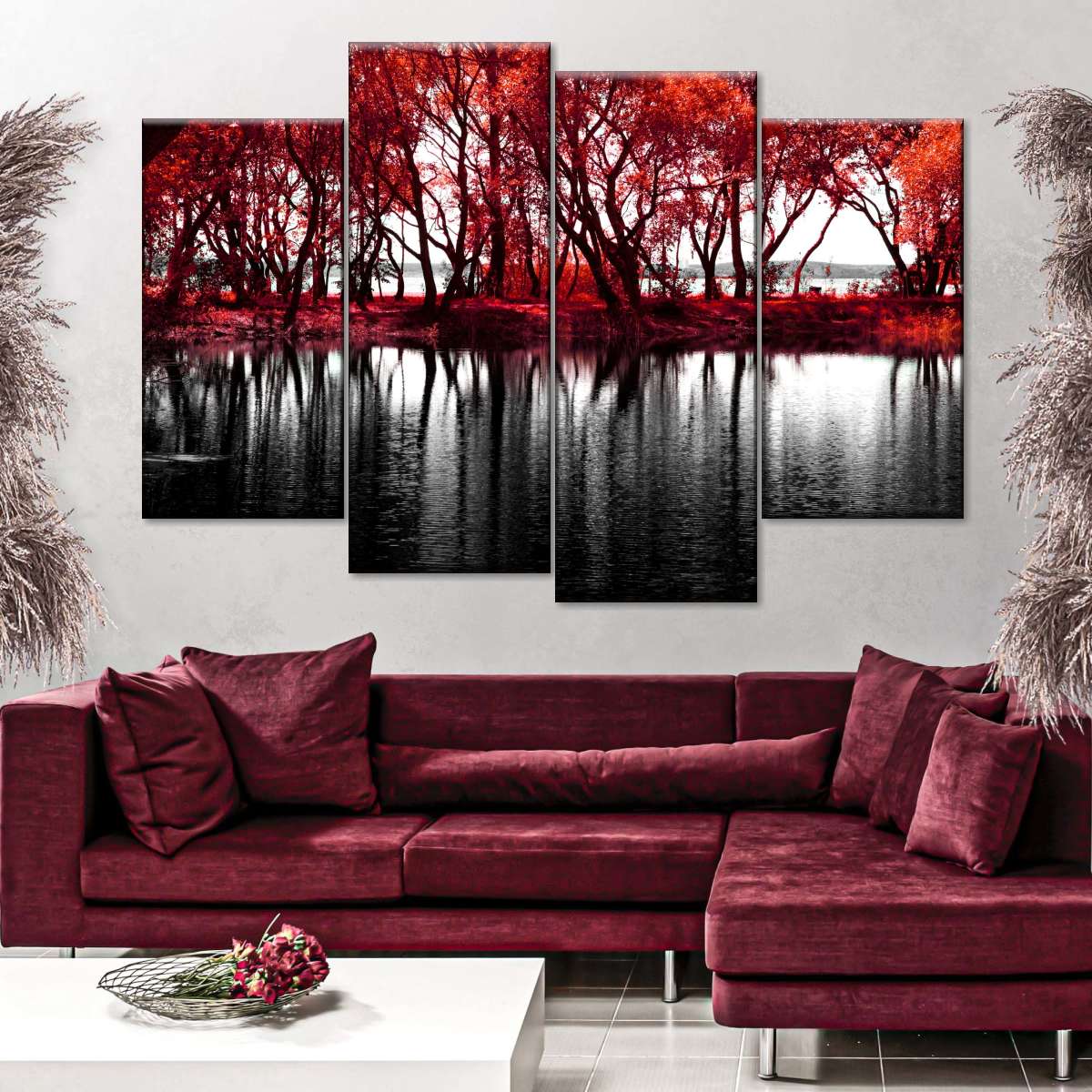 Red Gray B Home D Wall Art P P Tree L Lake Pe 1PC C $3.39 hettich.vn