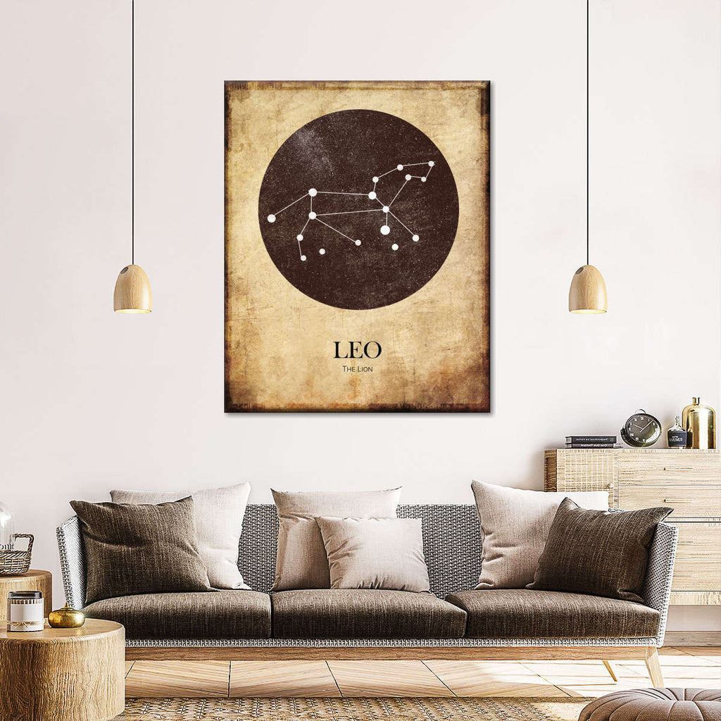 Vintage Leo Constellation Wall Art | Digital Art