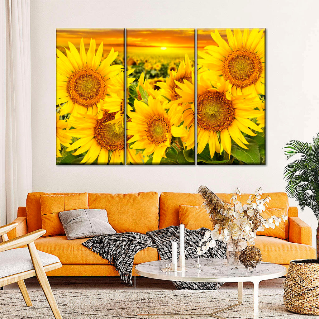 Sunflower Sunset Horizon Wall Art | Photography