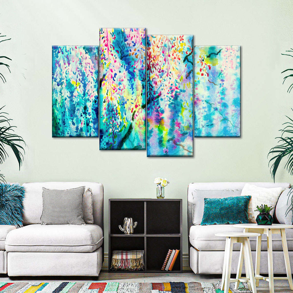 Colorful Wisteria Wall Art | Watercolor