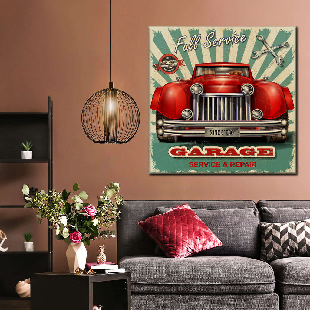 Vintage Car Garage Wall Art | Digital Art