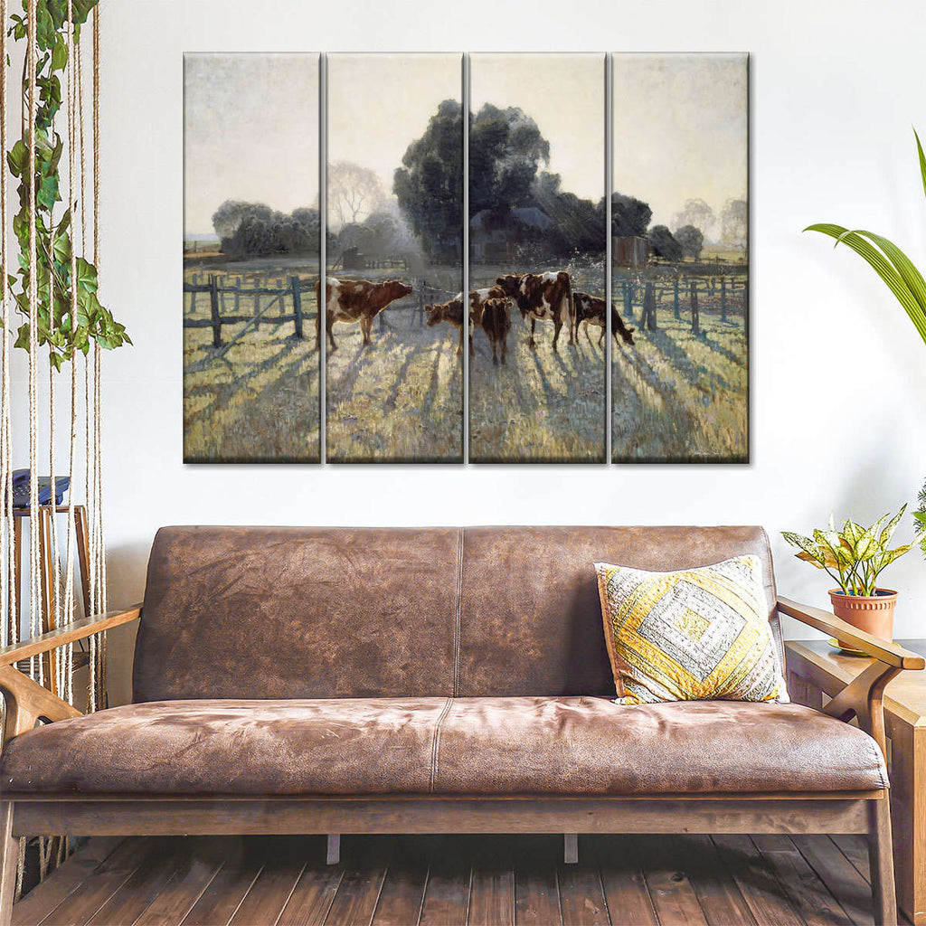 Pasture Grazing Cows Wall Art | Painting | by Stellar Design Studio