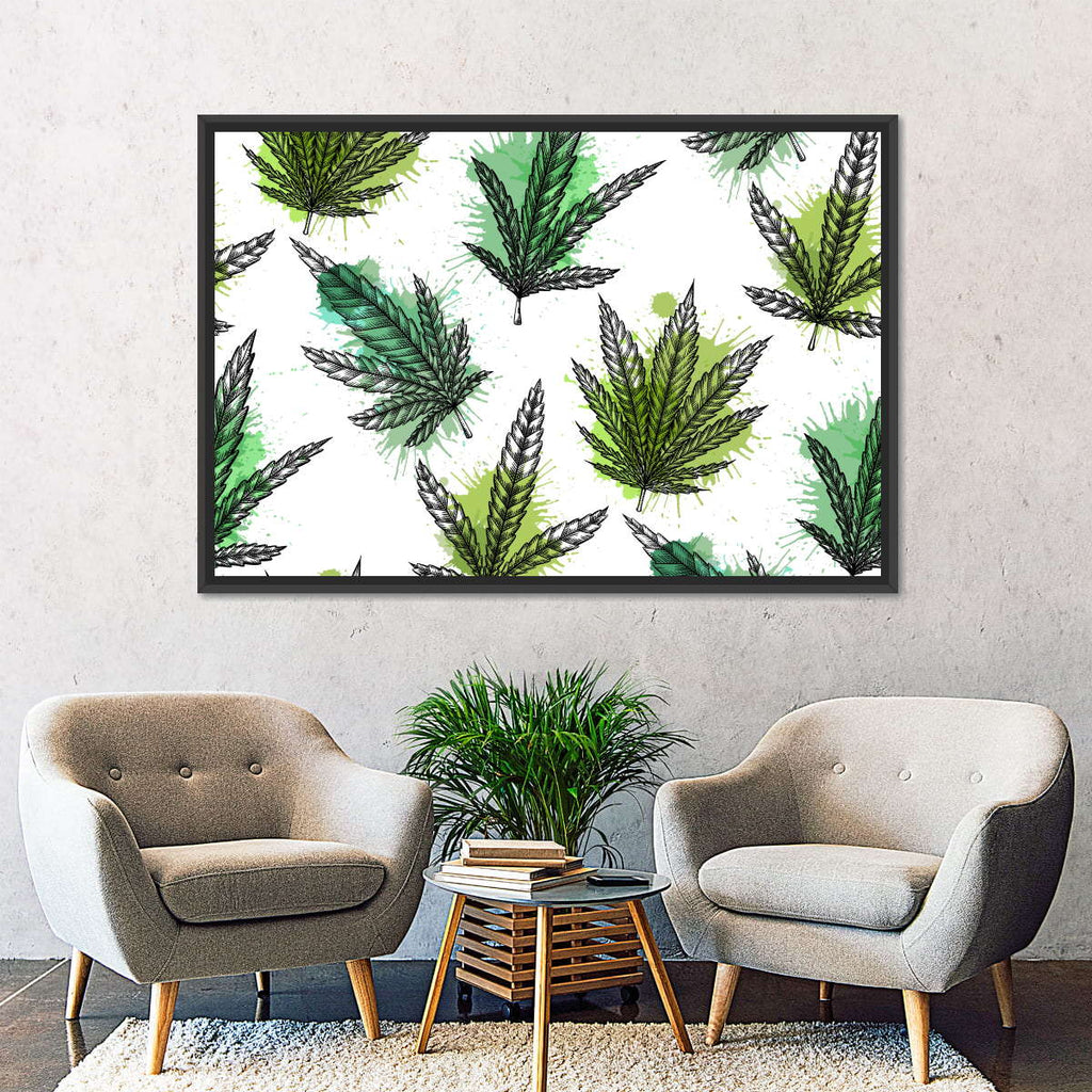 Marijuana Leaves Pattern Wall Art | Digital Art