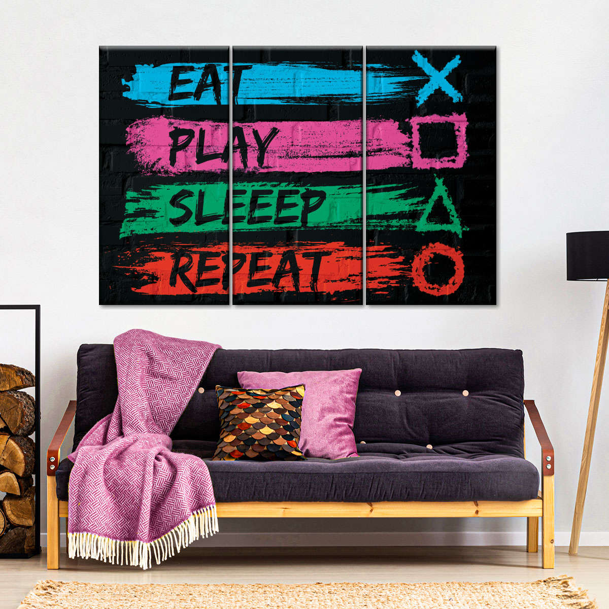 Eat Sleep Gym Repeat II Canvas Wall Art by Durro Art