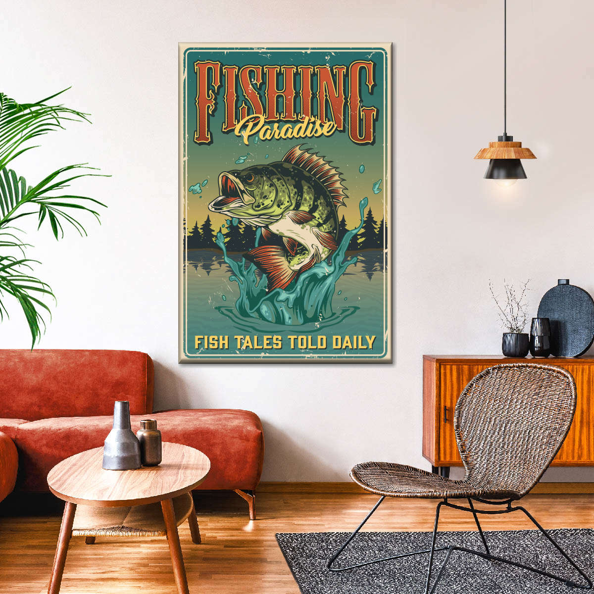 Vintage Fishing Paradise Wall Art: Canvas Prints, Art Prints & Framed Canvas