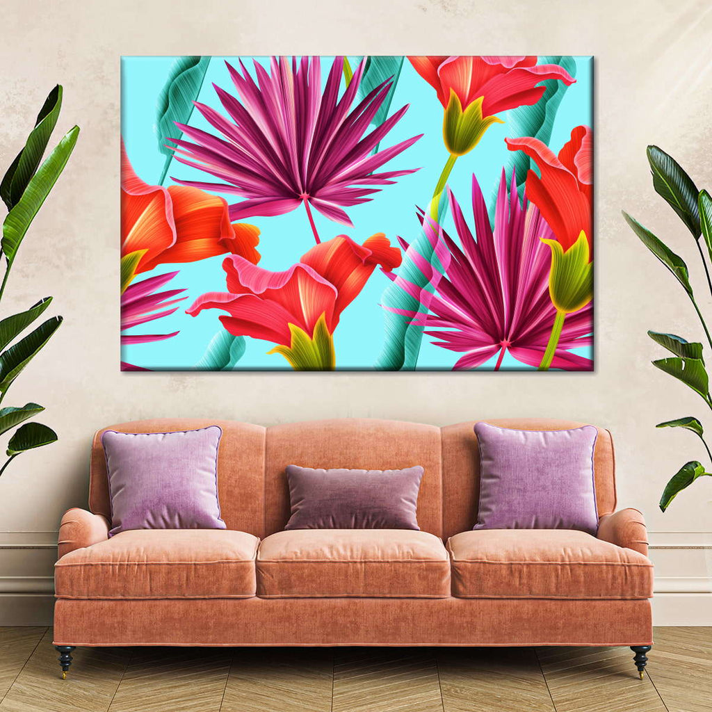 Tropical Flower Blooms Wall Art | Digital Art