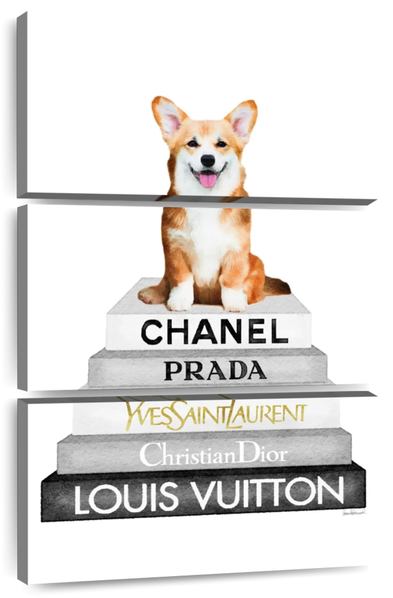 Chanel Prada YSL Dior Fashion Glam Stack Books Canvas Wall Art