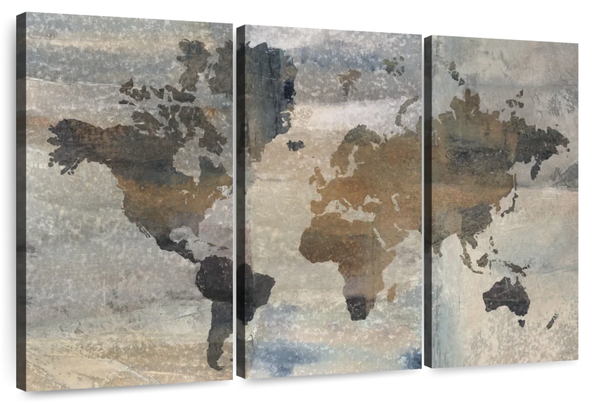 Bianco Wood World Map Art: Canvas Prints, Frames & Posters