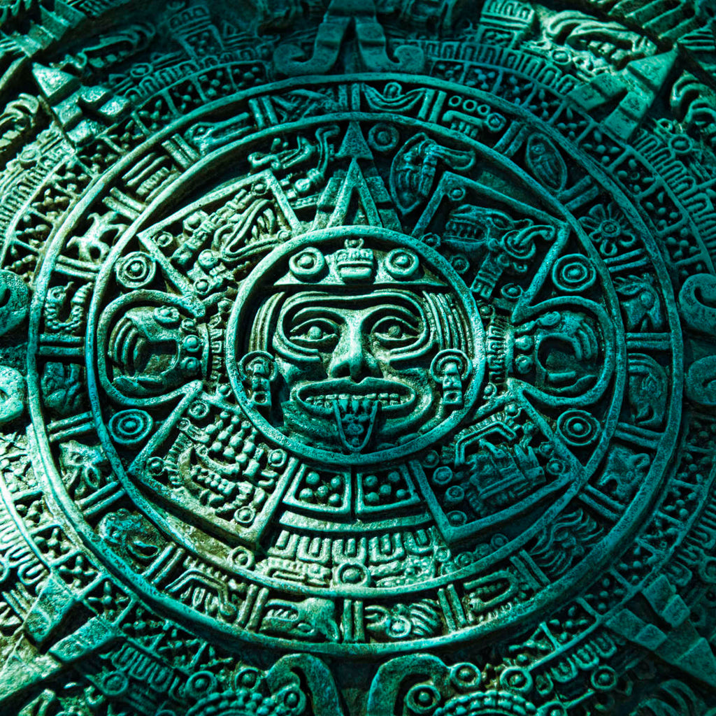 Green Aztec Sun Stone Wall Art Photography