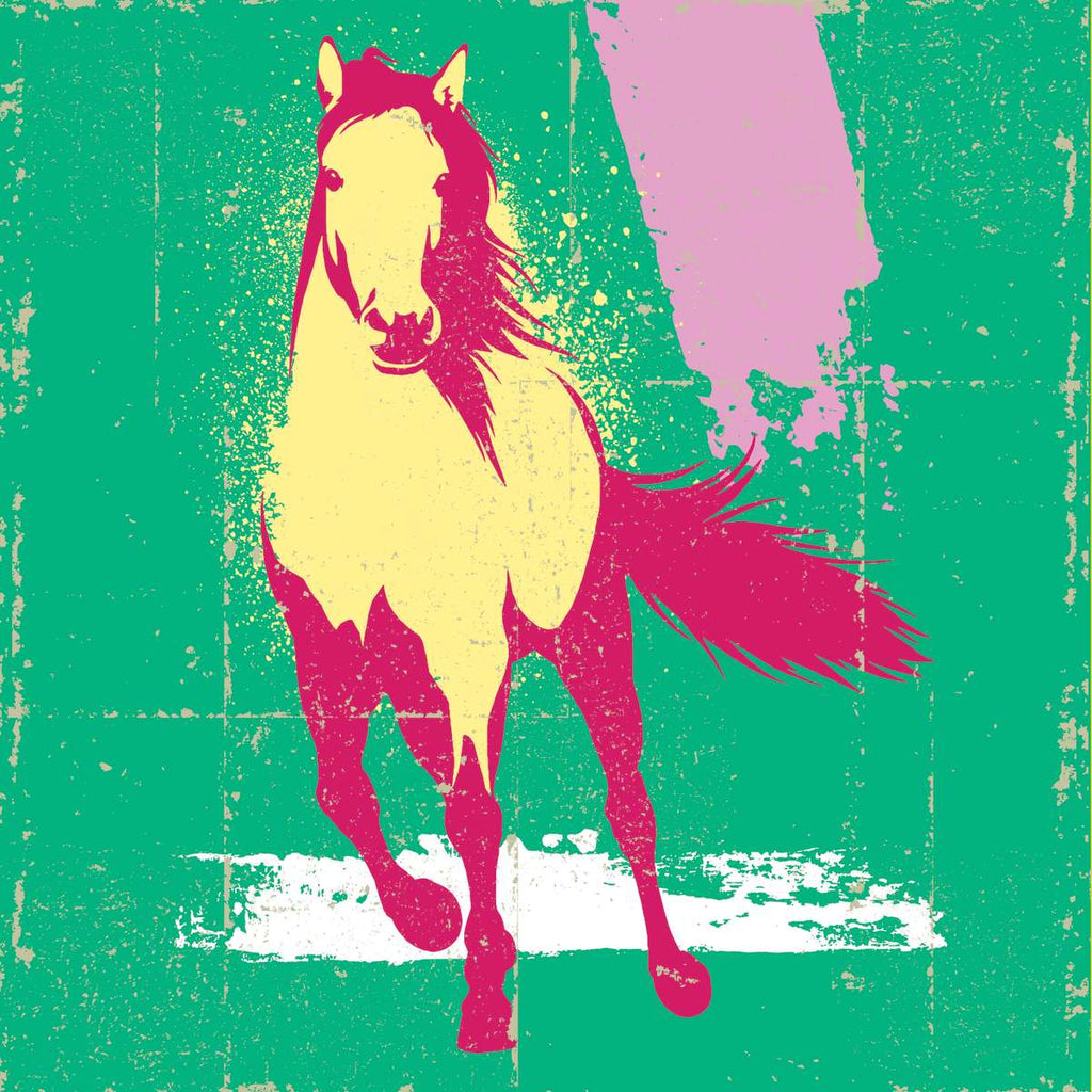 Bright Retro Horses Wall Art | Digital Art
