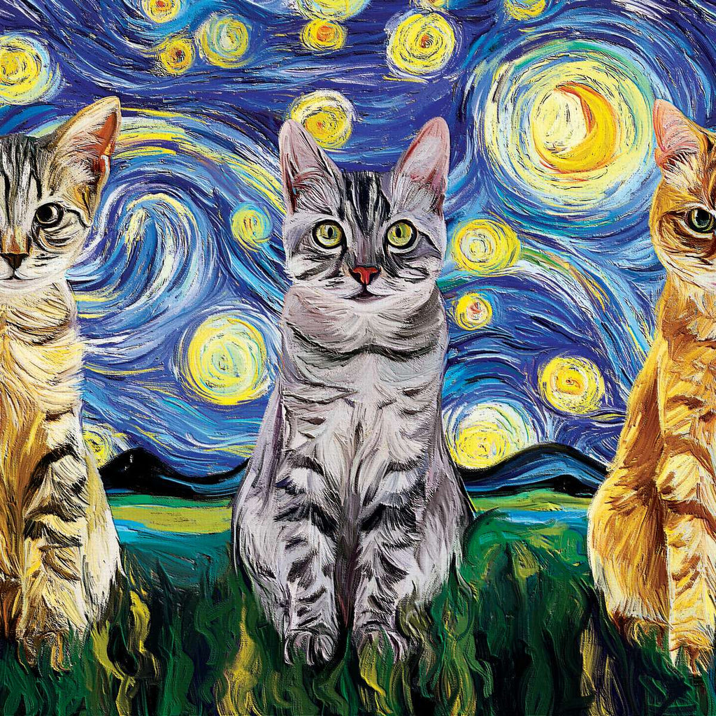 Cats Starry Night Wall Art | Painting