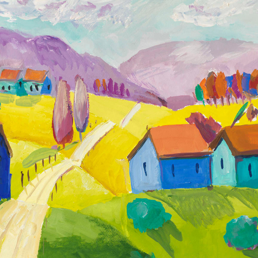 Countryside Village Painting Wall Art | Painting